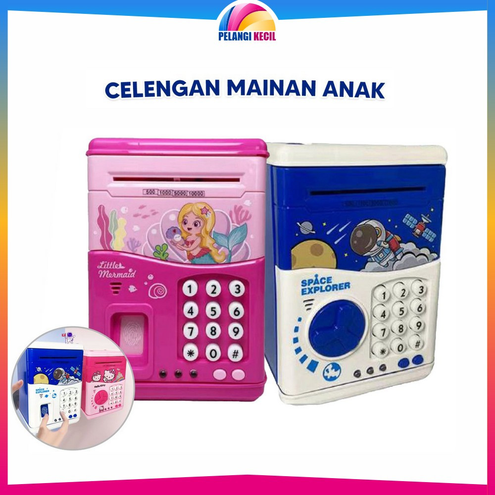 Mainan ATM Brankas Karakter Astronot dengan Fingerprint / Celengan Kode Simpan Uang Anak / Mainan Ta