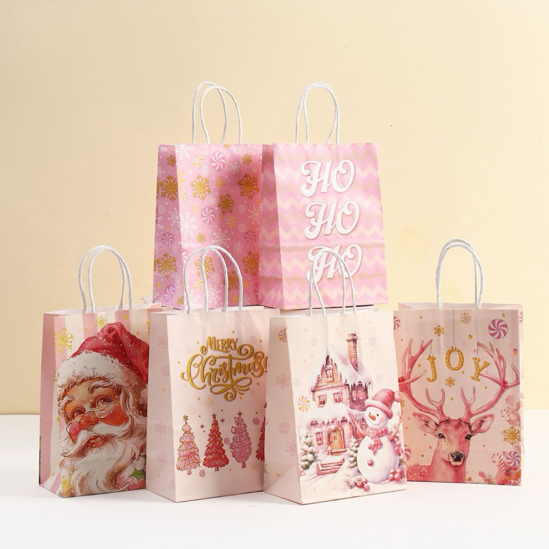 

Paper Bag Natal / Paperbag Christmas / Tas hampers Merry Christmas / Tas Hadiah Christmas / Paper bag botol wine tumbler air Tas kado warna pink