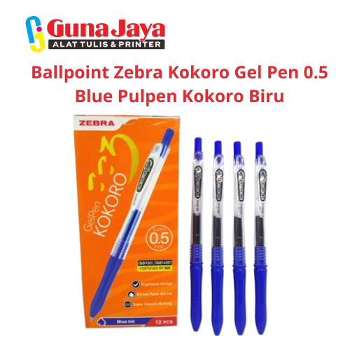 

Ballpoint Zebra Kokoro Gel Pen 0.5 Blue Ink/ Pulpen Kokoro Biru