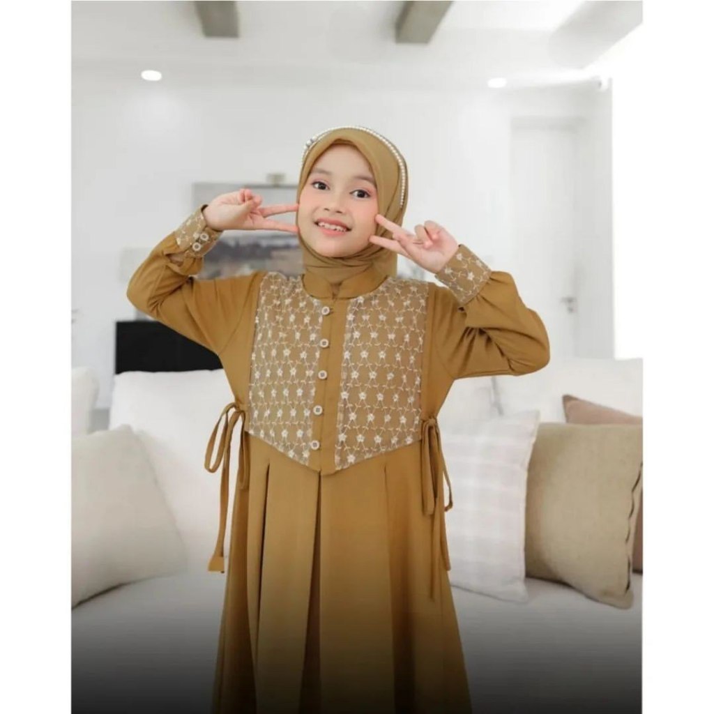 HOT PRODUCT Baju Gamis Brokat Anak Perempuan 8 9 10 11 12 13 Tahun Ceruty Babydoll Mix Brukat Baju