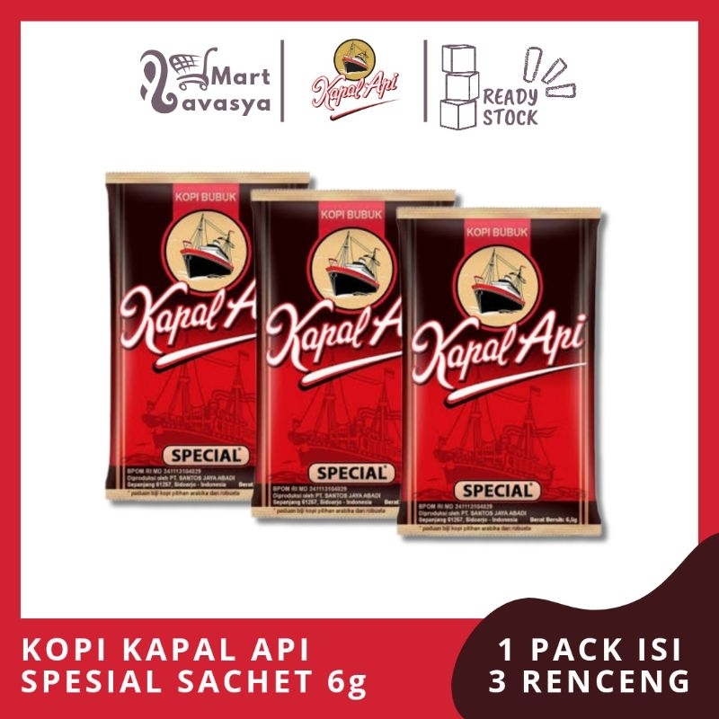 

KOPI KAPAL API SPESIAL SACHET 6g - 1 PACK ISI 3 RENCENG - KOTA BANDUNG - LAVASYA MART