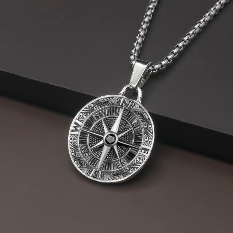 Liontin Kalung Lambang Viking Hip Hop Punk Keren / Kalung Kompas Mata Angin / Kalung Perempuan Laki 