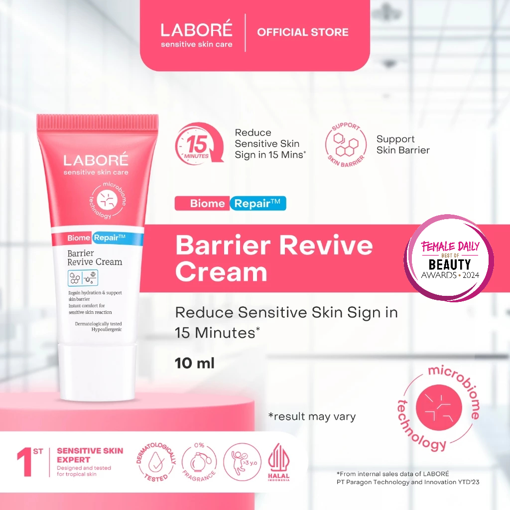 Labore BiomeRepair Barrier Revive Cream Travel Size 10ml - Moisturizer dan Pelembab Wajah Kulit Sens