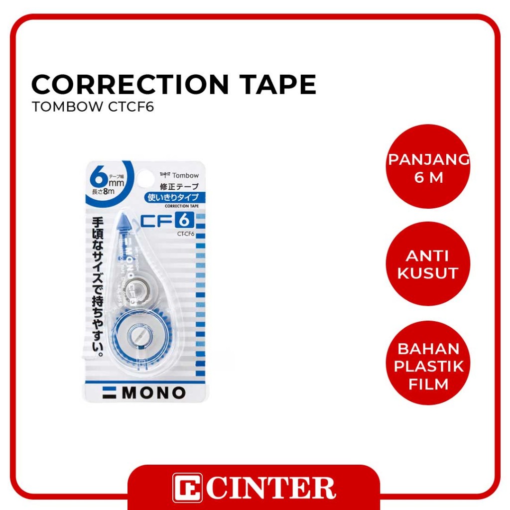 

TOMBOW - CORRECTION TAPE / PITA KOREKSI / TIP X KERTAS GULUNG CF6 6MM