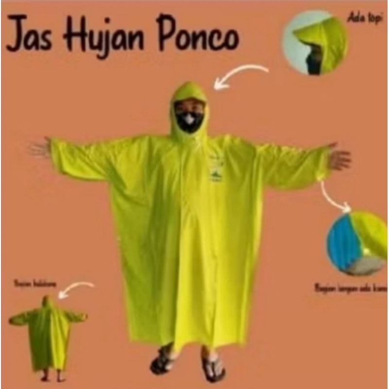 Jas hujan cap kapak original model ponco bahan tebal