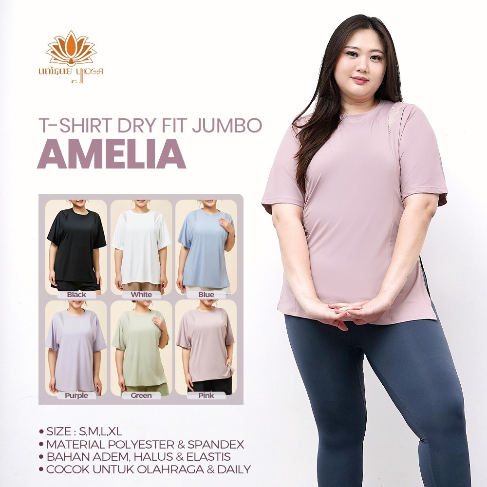Senam Tshirt Dry Kaos Olahraga Dry Fit Jumbo Oversize Wanita Ukuran Besar untuk Yoga Senam Dry Fit J