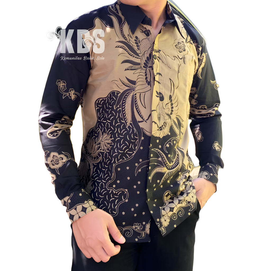Outer Kemeja Pria Batik Siwi Dara Hitam Lengan Panjang Inner Furing Katun Halus