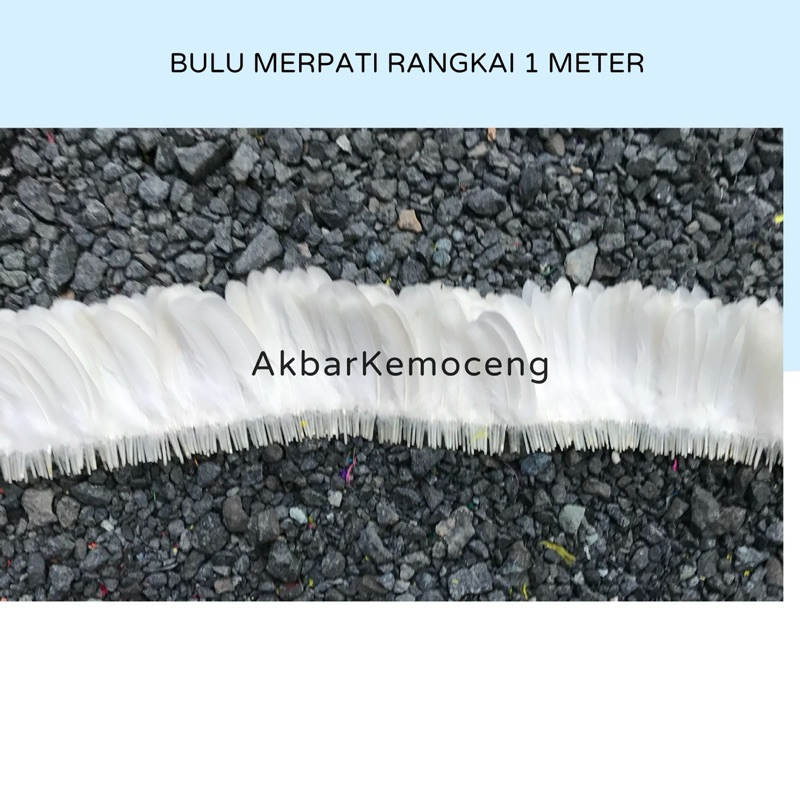 Bulu burung merpati warna putih rangkai panjang 1 meter burung dara roncean murah untuk hiasan bulu