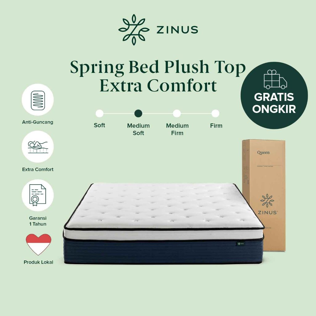 Kasur Spring Bed Zinus Plush Top Extra Comfort