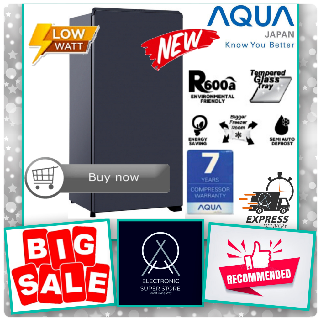 KULKAS 1 PINTU AQUA AQR-D225 AQR D225 225 SUPER LOW WATT 180L LEMARI ES 1 PINTU AQUA 225 FAST COOLIN
