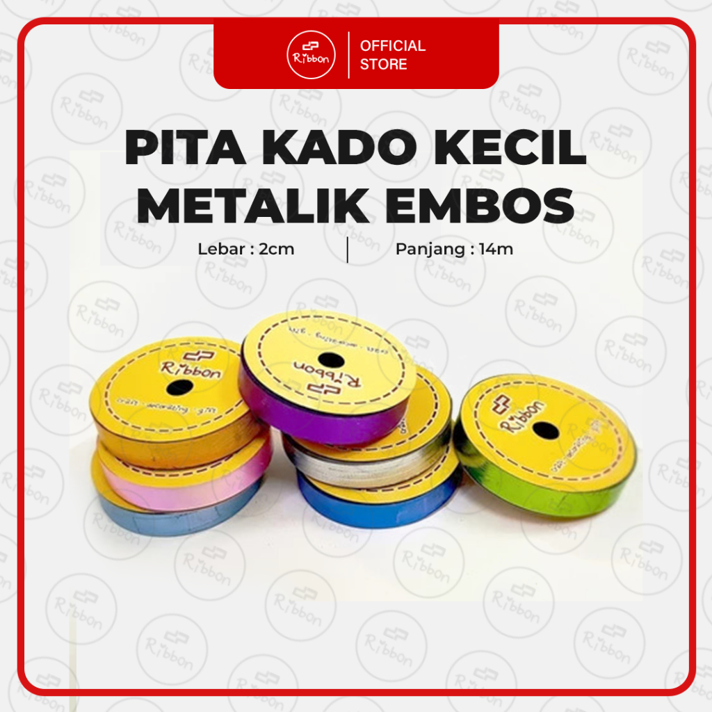 

RIBBON Pita Kado 2cm 3/4" METALIK EMBOS LASER Jepang / Plastik 2 cm 18mm