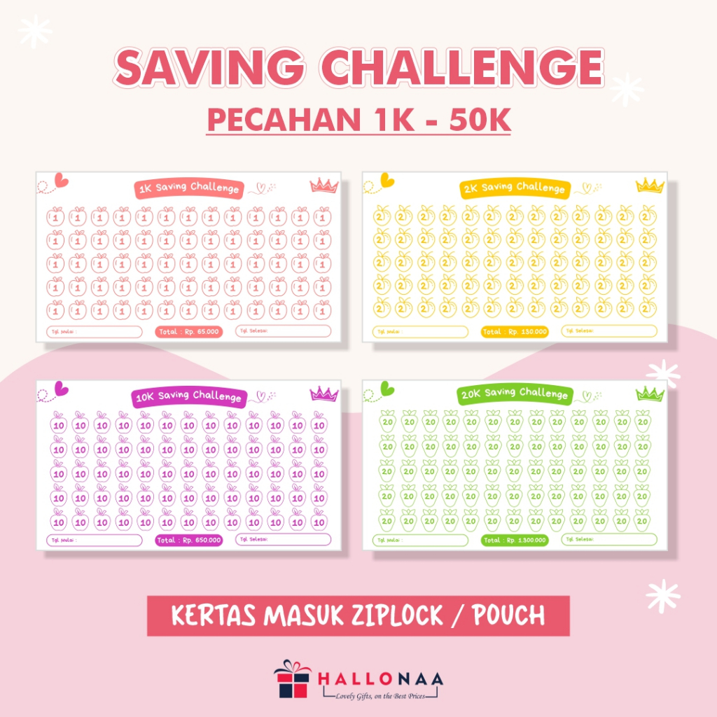 

KERTAS SAVING CHALLENGE (MASUK ZIPPER) HALLONAASTORE