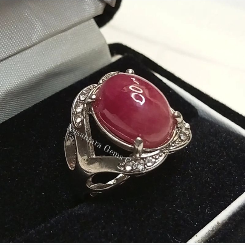 Cincin Wanita Batu Permata Pink Ruby Mewah Elegant