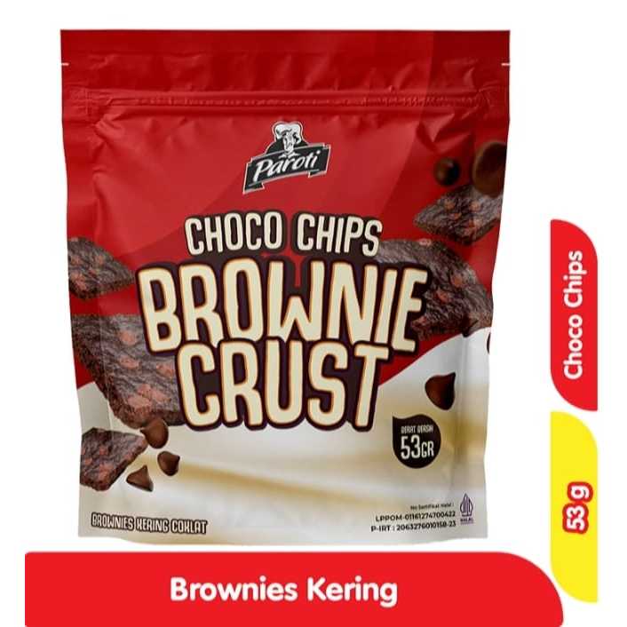 

Paroti Brownie Crust Brownies Kering Choco Chip Pouch 53gr Paroti Choco Chips Brownie Crust 53g