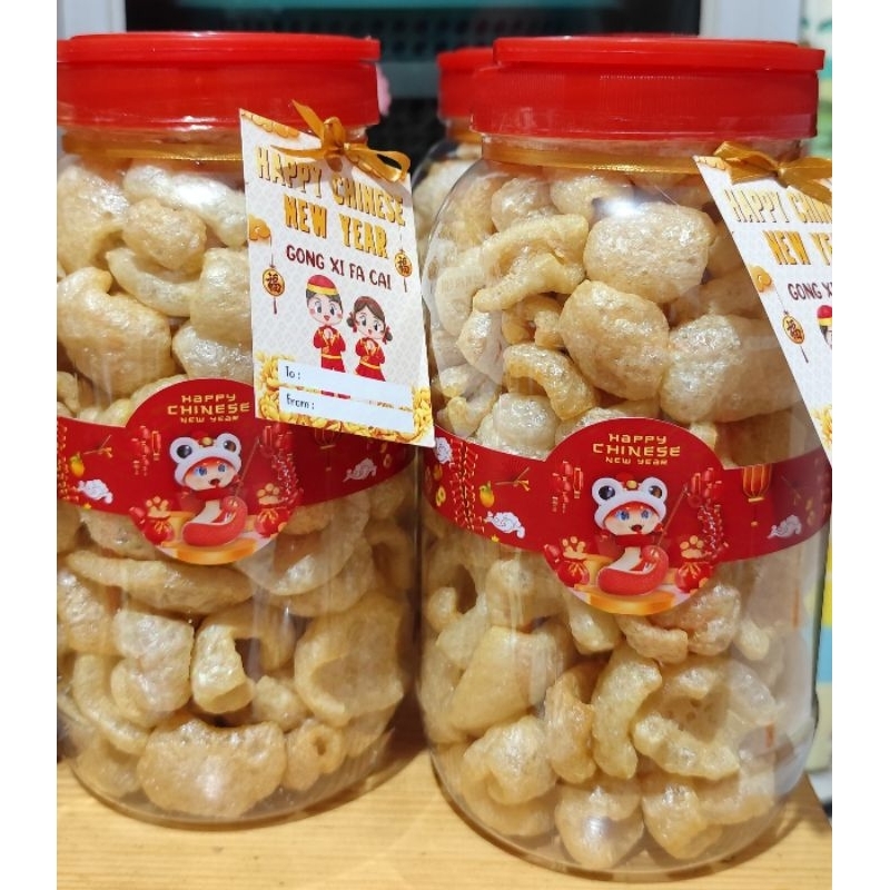 

Hampers Natal / Imlek Kerupuk Kulit Babi Kerupuk Babi toples 2liter 200gr
