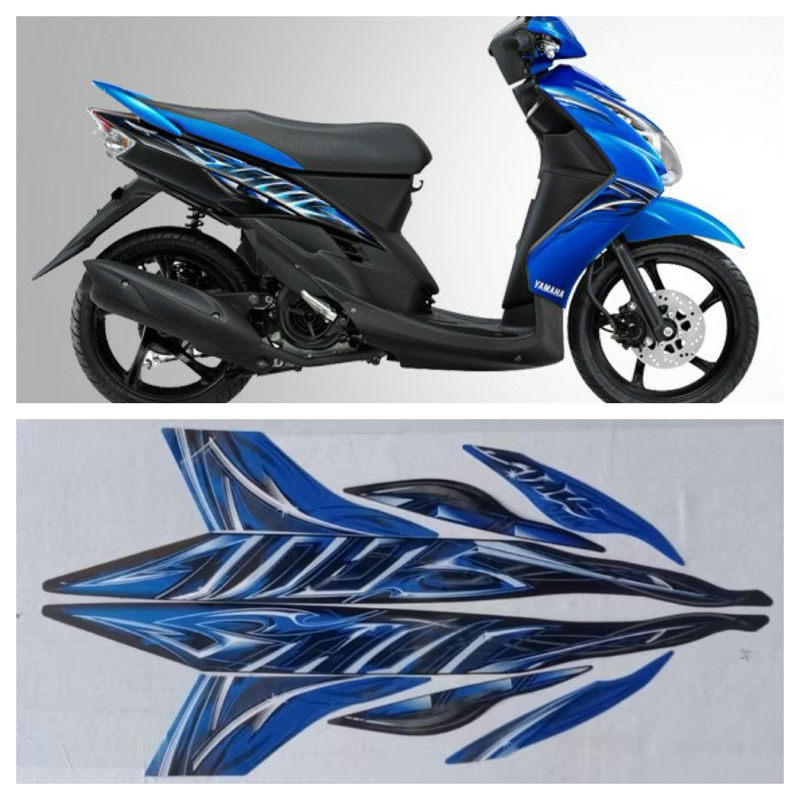 STIKER STRIPING LIS BODY YAMAHA MIO SOUL 2010-2011 WARNA BIRU HITAM
