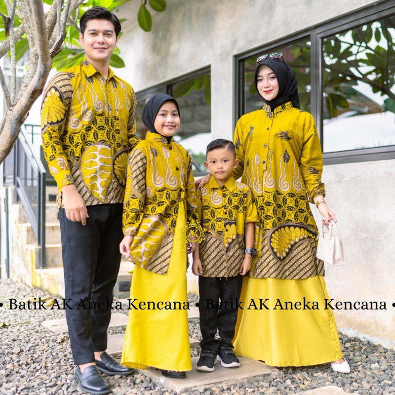 Baju Gamis Batik Couple Kondangan Sarimbit Pasangan Keluarga Ibu Ayah Dan Anak Perempuan Laki Laki M