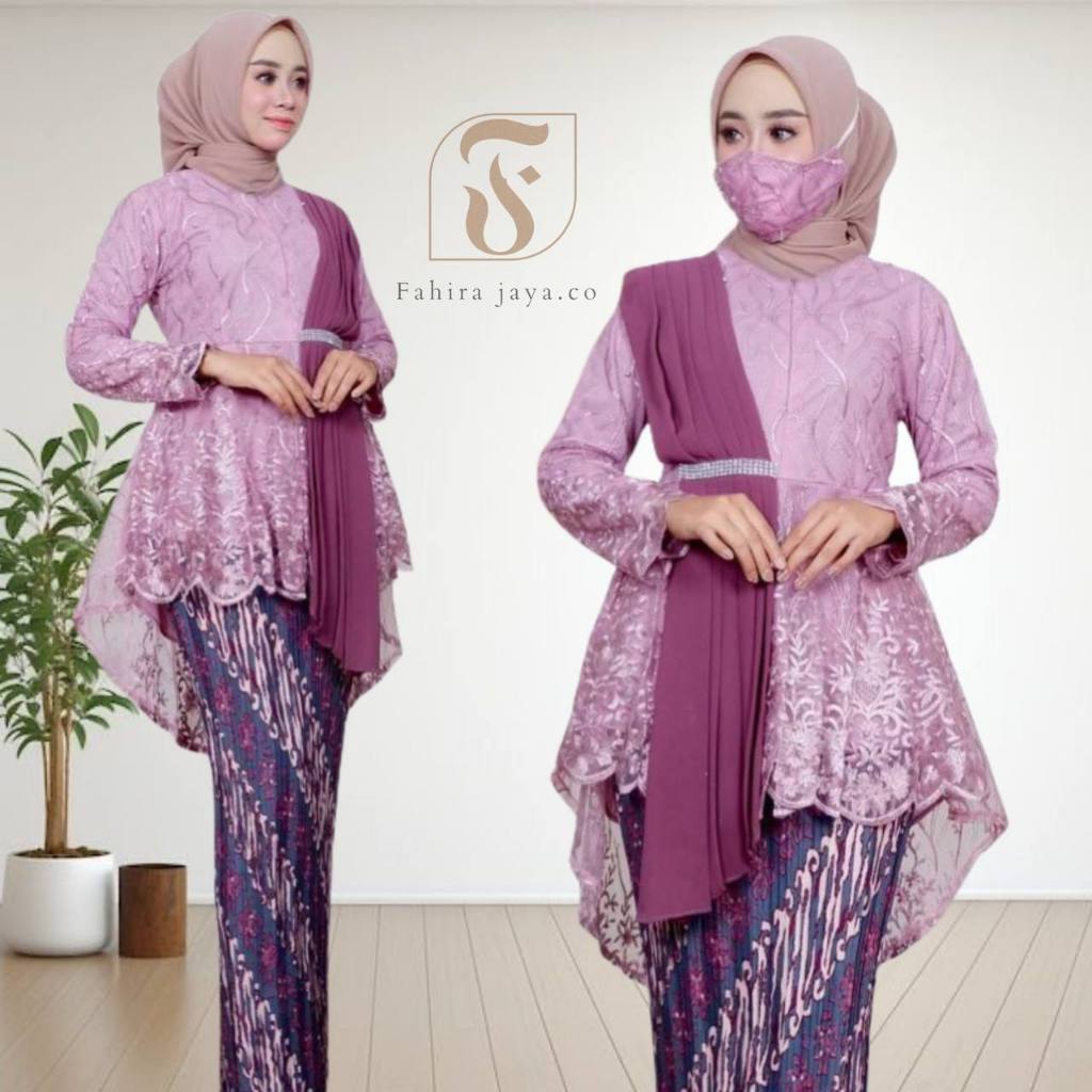 Dheefa - ATASAN KEBAYA MODERN AURORA SELENDANG MIX CERUTY - KEBAYA WISUDA - KEBAYA KONDANGAN - KEBAY