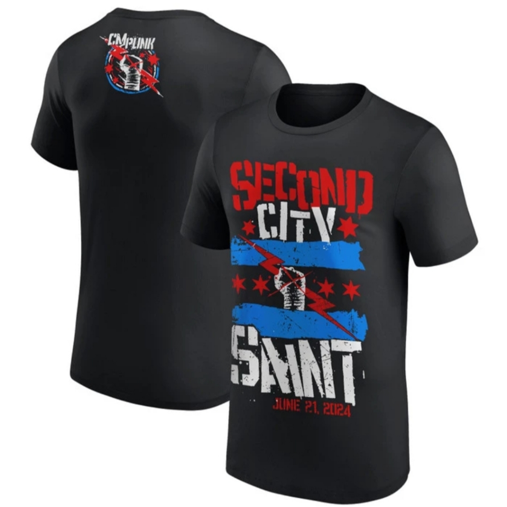 WW149 CineTees Kaos T-shirt CM PUNK Second Saint City Chicago 2024 Premium T-shirt