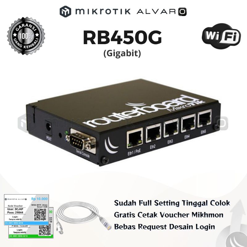 MikroTik RB450G Gigabit Full Setting Hotspot Voucher Rt RW Net Server Rumahan PPPoE Loadbalance