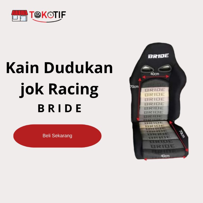 Pelapis Jok Mobil Anti Panas Kain Kanvas Jok Mobil Racing Motif Abu Abu BRIDE Regradasi