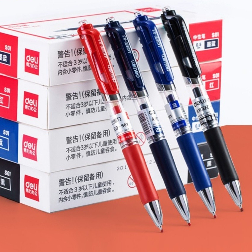 

DELI - S01 Gel Pen Retractable / Pulpen Gel 0.5 mm Desain Klasik dan Ergonomis