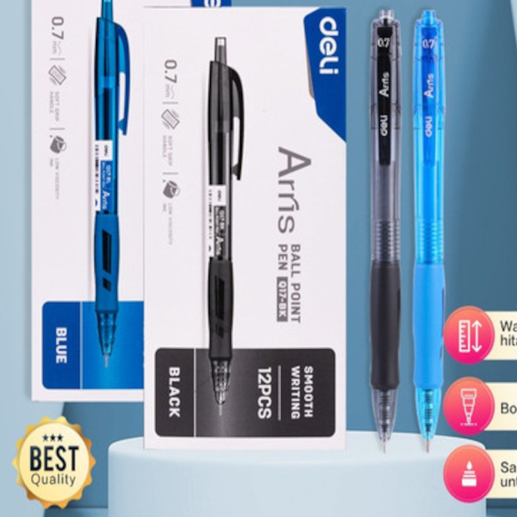 

DELI - EQ17 Retractable Ballpoint / Pulpen Cetek Tip 0.7 mm Warna Hitam Biru