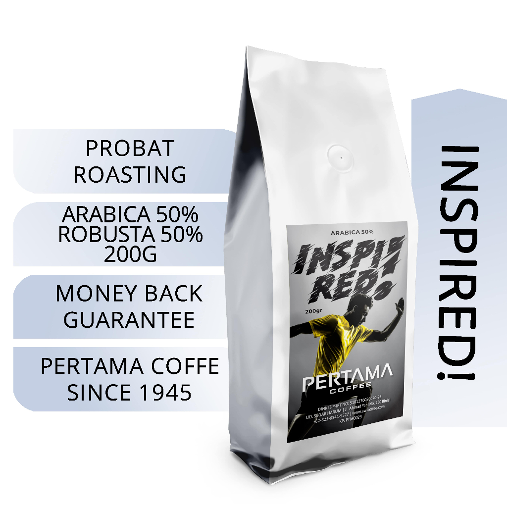 

Kopi INSPIRED! 200gr 50% Arabica - 50% Robusta | PERTAMA COFEE