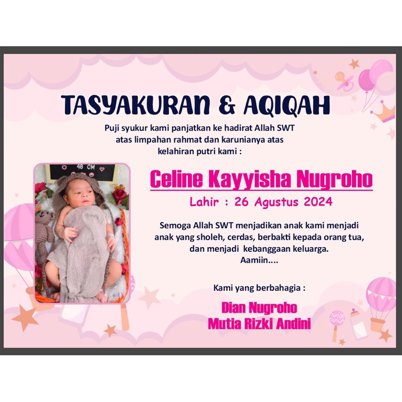 Undangan Bayi | Undangan Tasyakuran Kelahiran | Samir Kelahiran
