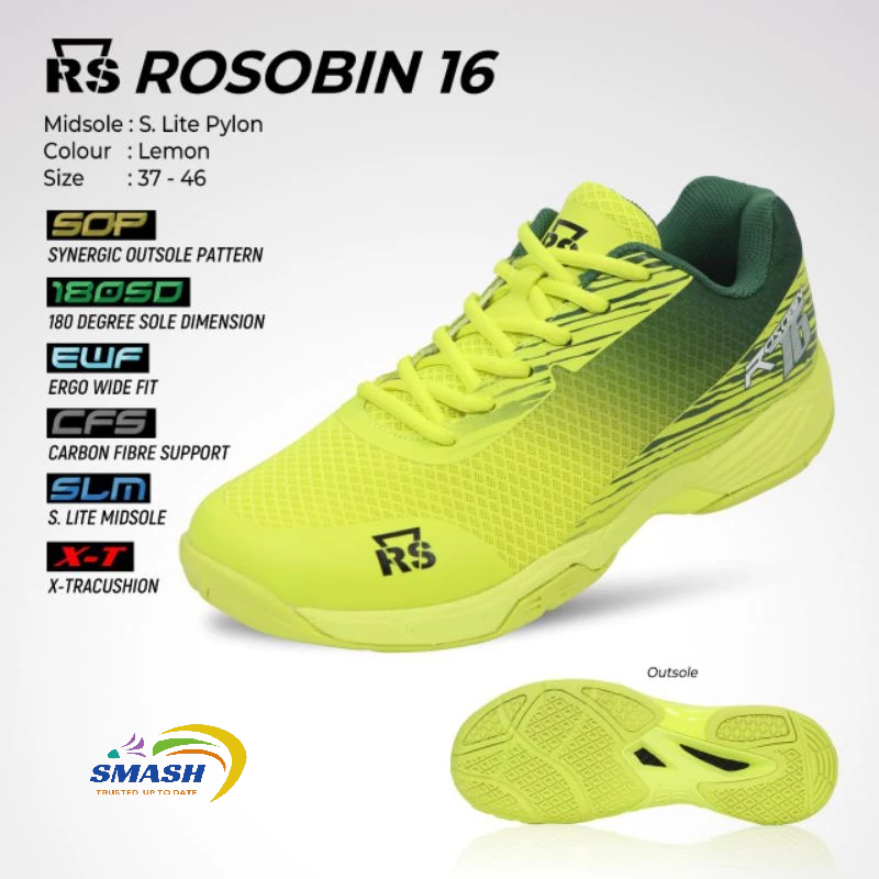 Sepatu badminton rs rosobin 16 lemon
