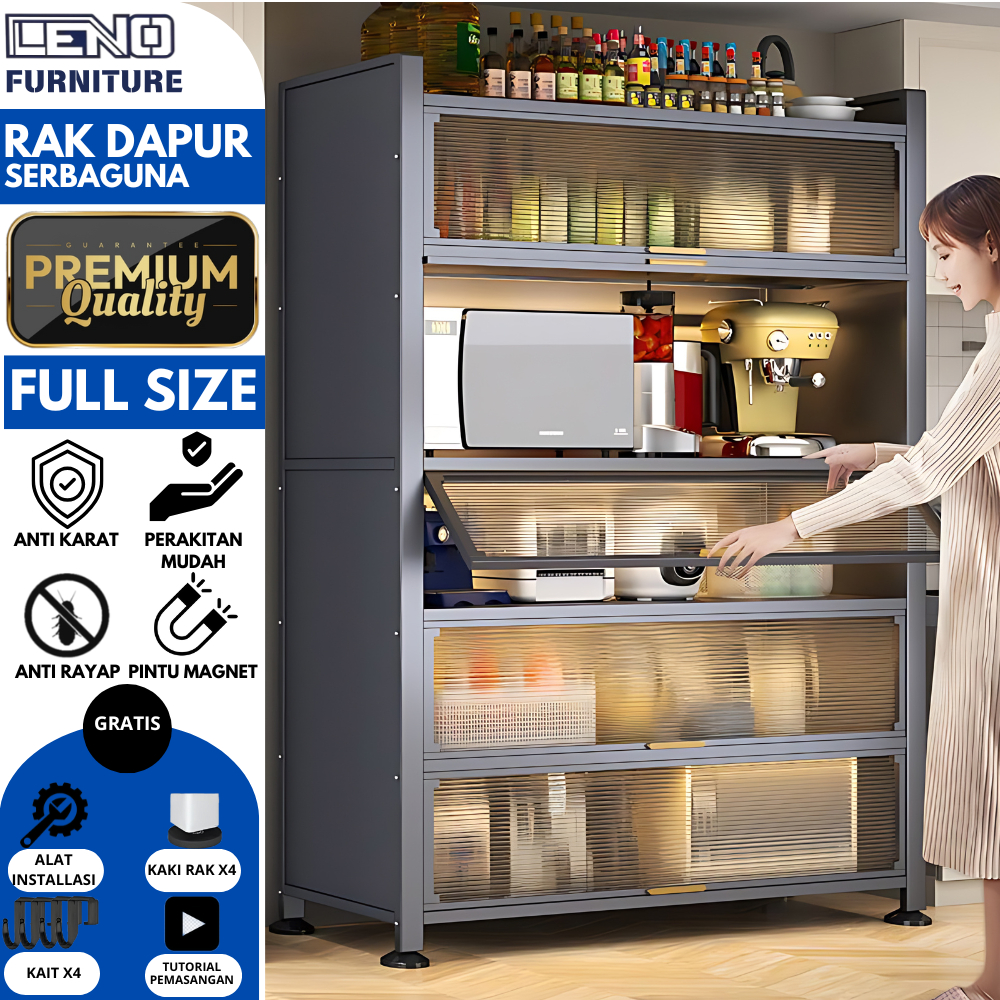 Vitindy - LEMARI DAPUR LEMARI PIRING ALUMINIUM RAK DAPUR BESI SERBAGUNA LEMARI DAPUR MINIMALIS FULL