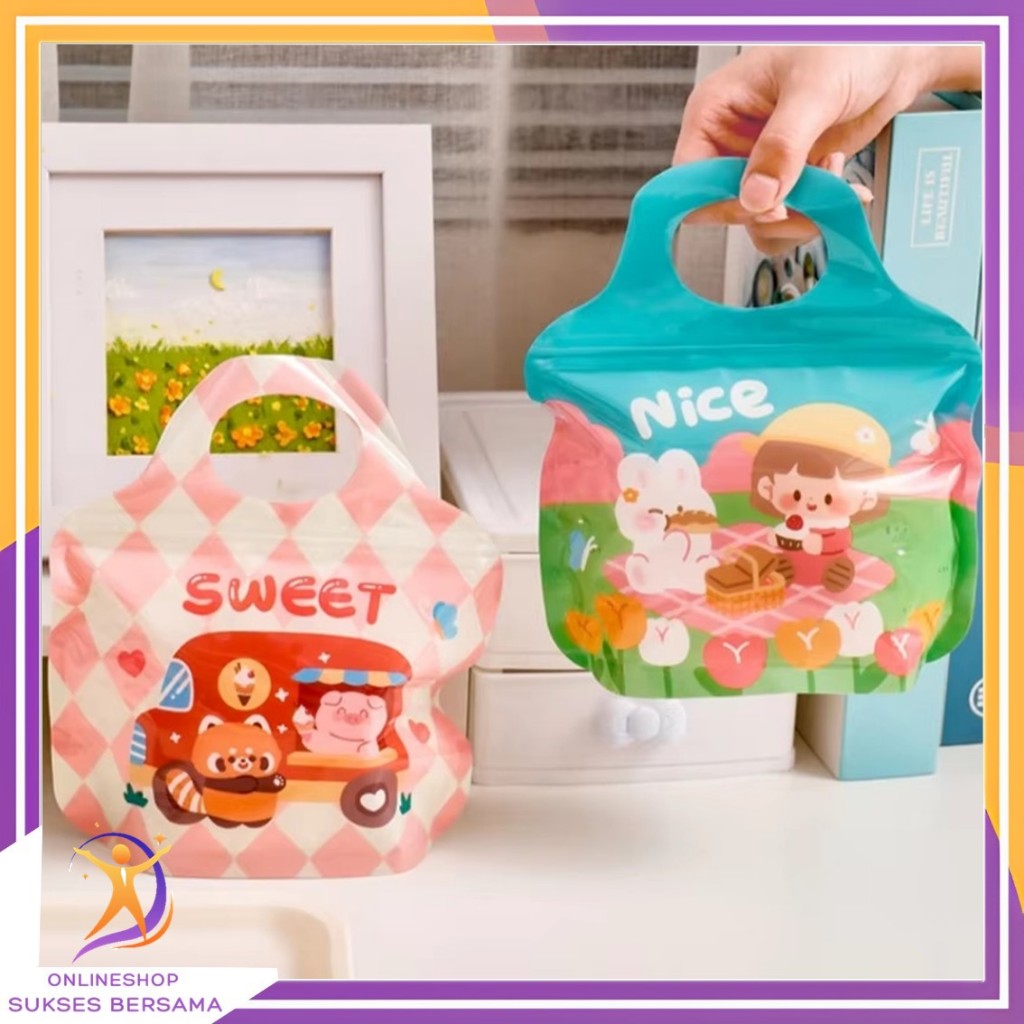 

OSB Plastik Ziplock Mini Tas Jinjing Plastic Bag Zipper Karakter Hewan Goodie Bag Permen Biskuit Anti Air Hampers Lucu Motif Kartun Berwarna Full Color Tas Hampers Snack Ulang Tahun Anak