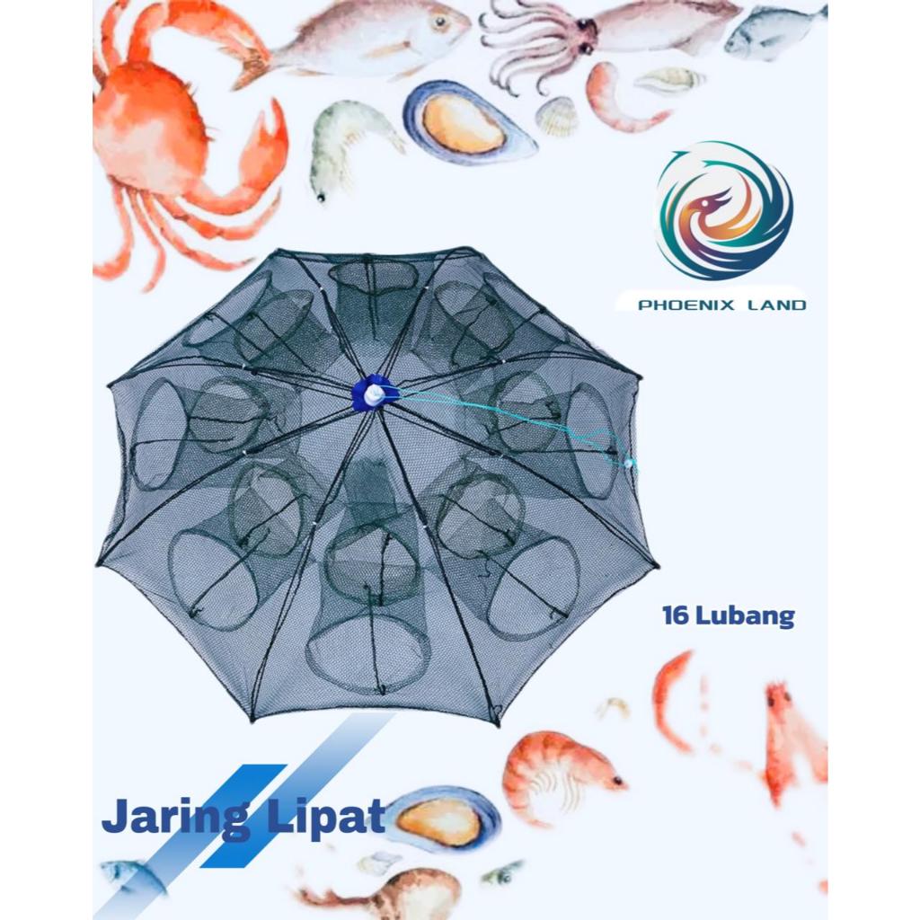 Payung Bubu Jaring Jebakan Perangkap Udang ikan Kepiting Model Payung 16 Lubang WHALE Perangkap Ikan