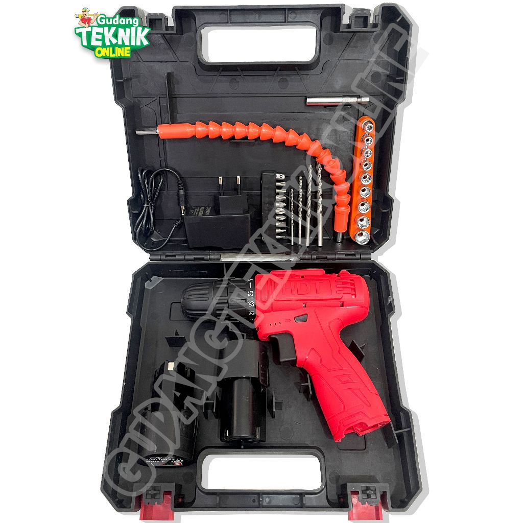HDT Mesin Bor CORDLESS 10mm HDT CDD405 12V / Mesin Bor Tangan BATTERY BATERAI 10 mm Bor Kayu Besi Co
