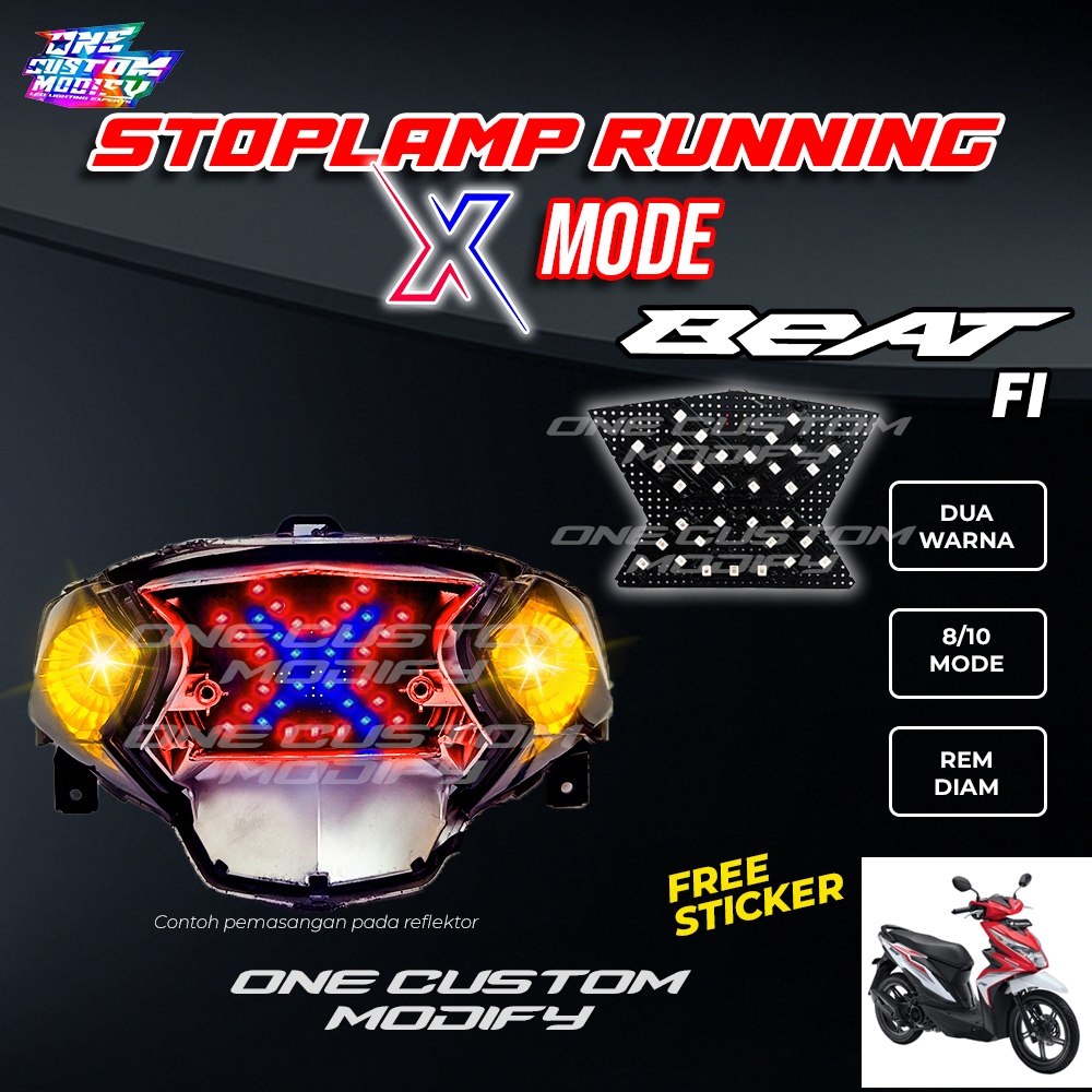 Stoplamp Running X Mode Beat FI Lampu Rem LED Motor Variasi One Custom Modify