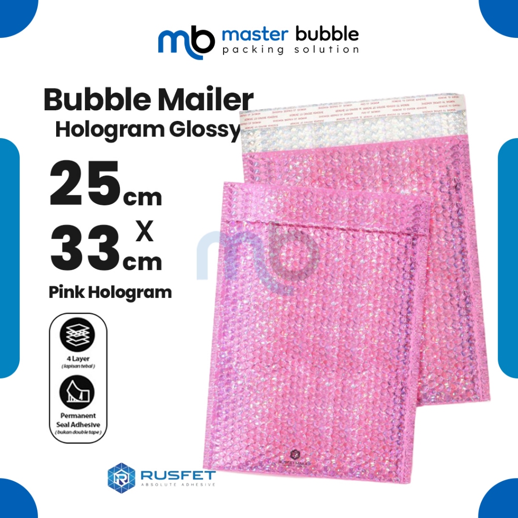 

Amplop Envelope Bubble Mailer Pink Hologram 25 x 33 cm Security Bag Mailer Rusfet Harga Ecer Satuan