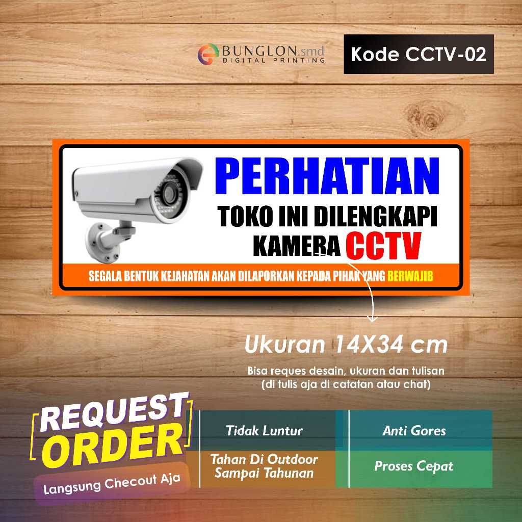 

STIKER PERHATIAN TOKO INI DILENGKAPI KAMERA CCTV + LAMINASI KODE CCTV-02 ORANGE