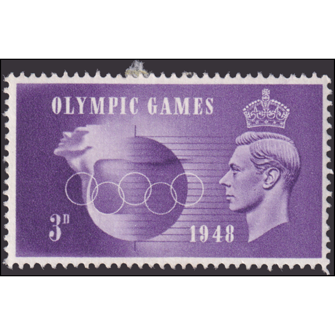 

Prangko Great Britain 1948 King George VI - Speed & Olympic Rings 3p Mint Hinged Good