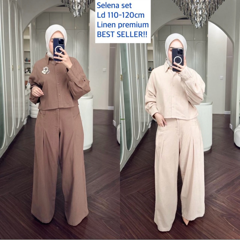 SETELAN LINEN CROPTOP PREMIUM / SETELAN KEMEJA PREMIUM