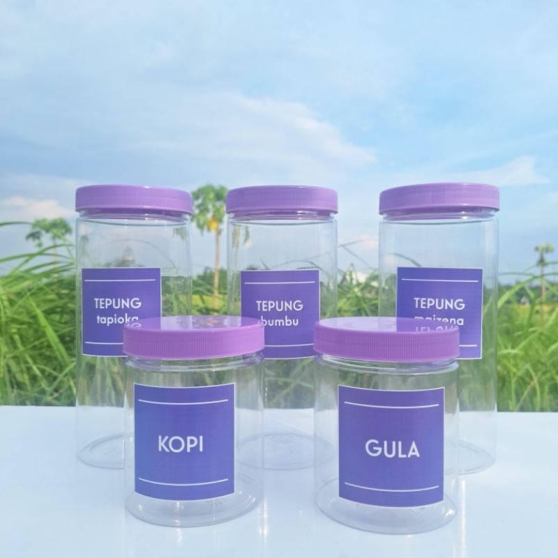 Toples Bumbu Dapur Warna Ungu Lilac Bahan Plastik Free Stiker Bumbu