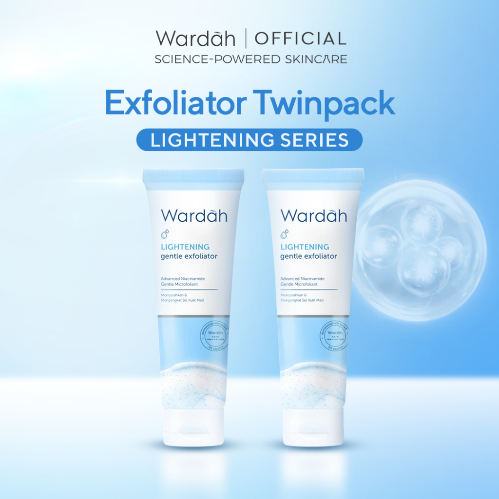 [TWINPACK] WARDAH Lightening Gentle Exfoliator 50 ml - Pembersih Wajah dengan Scrub dan Advanced Nia