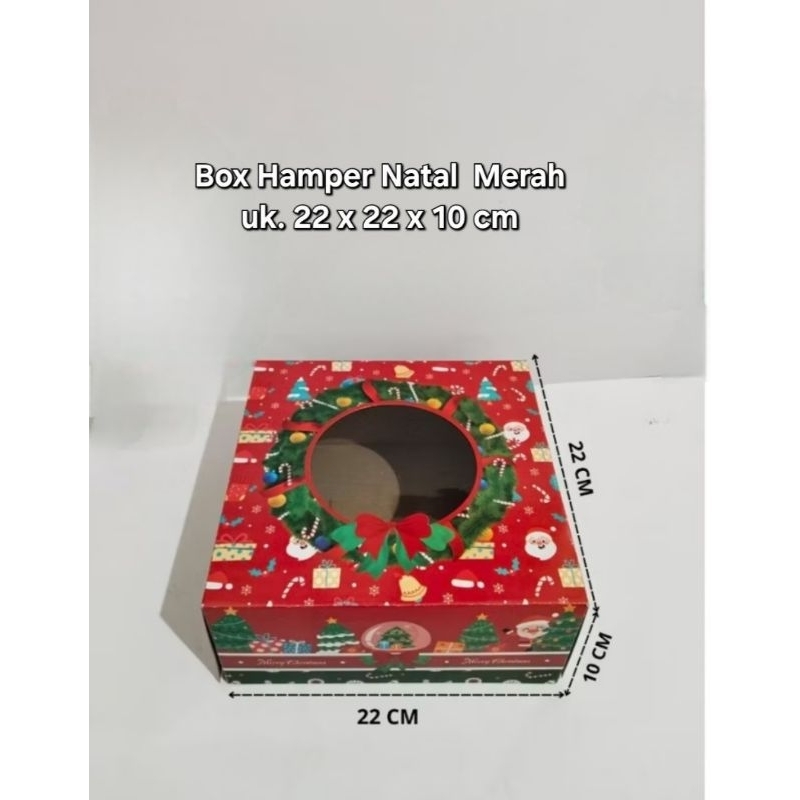 

2pcs Box Hampers Cake Box Natal Christmas Pita Merah 22x22x10cm