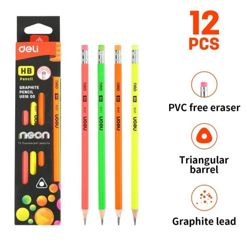 

DELI - EU51600 Pensil grafit kayu HB MIX Warna