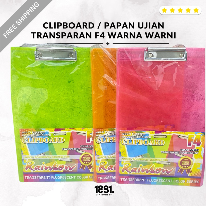 

Papan Ujian / Clipboard Transparan Ukuran F4 Warna Warni (PCS)