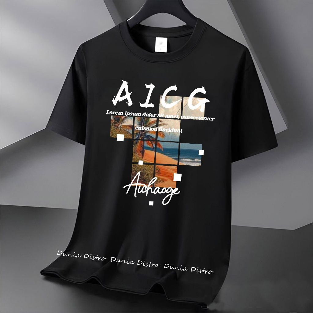 T-shirt Lengan Pendek kaos Distro Premium Korea Style Baju Atas Sablon Pria Wanita Warna Hitam Putih
