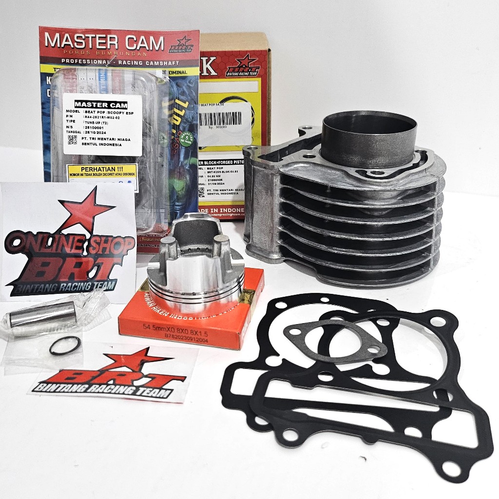 BLOK SET PISTON CAST IRON 54.50 & MASTER CAM & BUSI BRT BEAT POP BEAT ESP SCOOPY FI VARIO 110 FI ESP