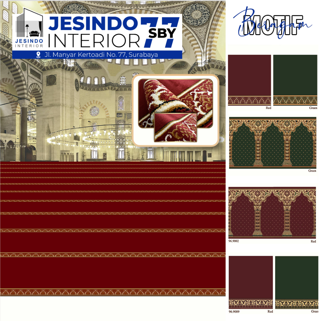 Karpet MASJID RAJAKHAND MOTIF / TEBAL 8-10 MM / KARPET METERAN / KARPET SAJADAH MASJID.