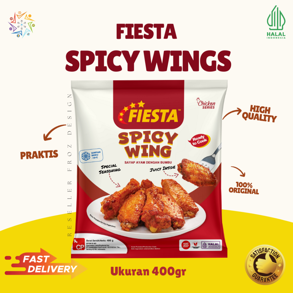 

SPICY WINGS SAYAP AYAM FIESTA 400GR | SAYAP AYAM BUMBU PEDAS | BEST SELLER CAFE | MIX PLATTER CAFE