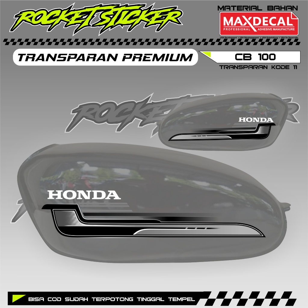 STRIPING TANGKI CB STIKER CB HOLOGRAM GLATIK CB 100 UV TRANSPARAN KODE 11 BAHAN MAXDECAL PREMIUM
