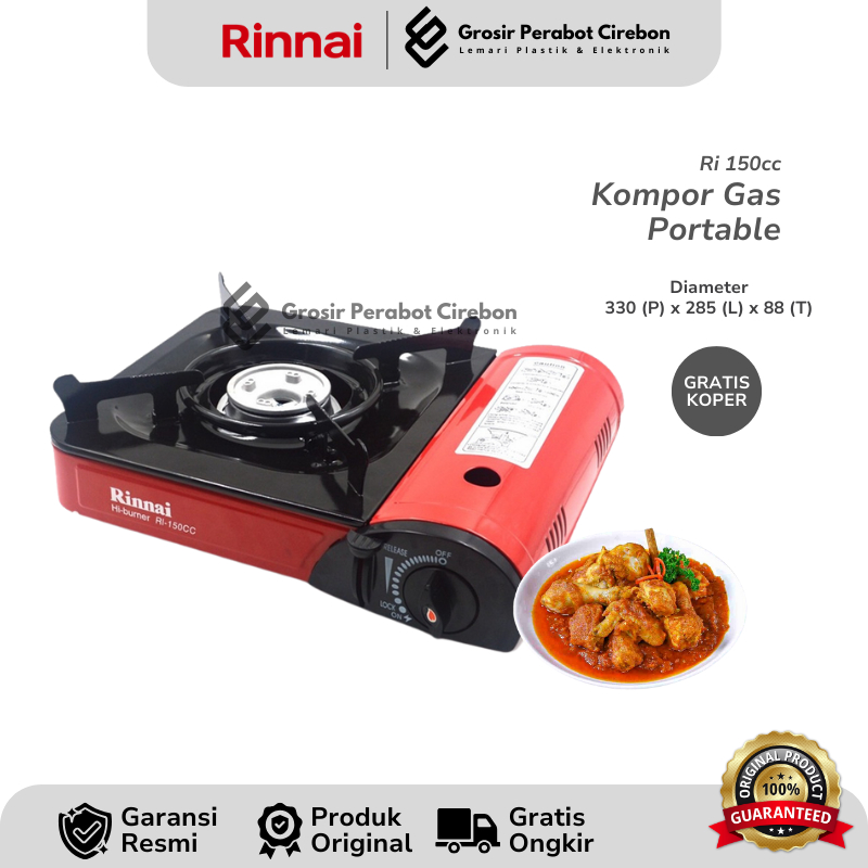 RINNAI KOMPOR GAS PORTABLE RI-1500CC / RI 150CC KOMPOR PORTABLE RINNAI